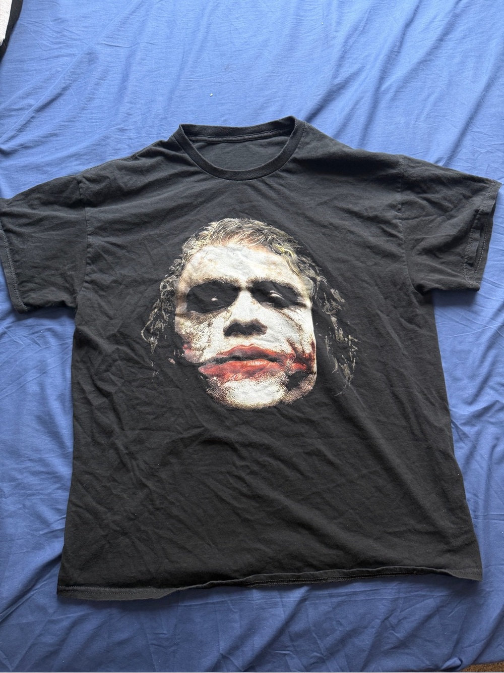 Black Graphic Crew Neck T-Shirt with Distressed Face Print